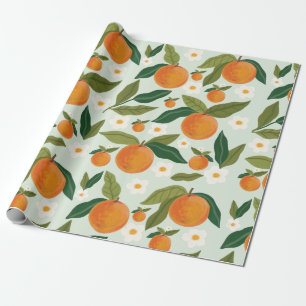Orange Blume Citrus Clementine Geschenkpapier