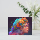Orange Blume Crown Rainbow Girl Postkarte (Stehend Vorderseite)