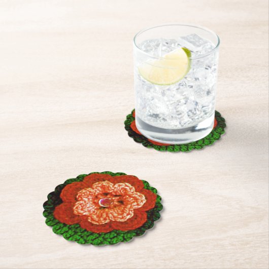 Orange Blume Designer Crochet Print Wiederverwendb Untersetzer (Vor Ort)