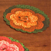 Orange Blume Designer Crochet Print Wiederverwendb Untersetzer