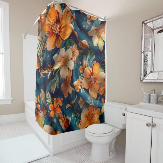 Orange Blume Duschvorhang (Beispiel)