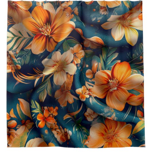 Orange Blume Duschvorhang (Vorderseite)
