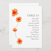 Orange Blume. Einfache Hochzeitssitzkarten Einladung (Vorne/Hinten)