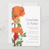 Orange Blume Einladung zum Hochzeitsfeiern (Vorderseite)