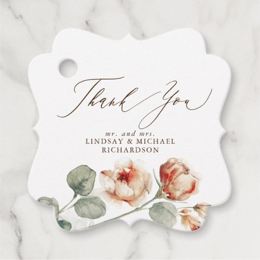 Orange Blume Elegant Wedding Vielen Dank Geschenkanhänger (Vorderseite)