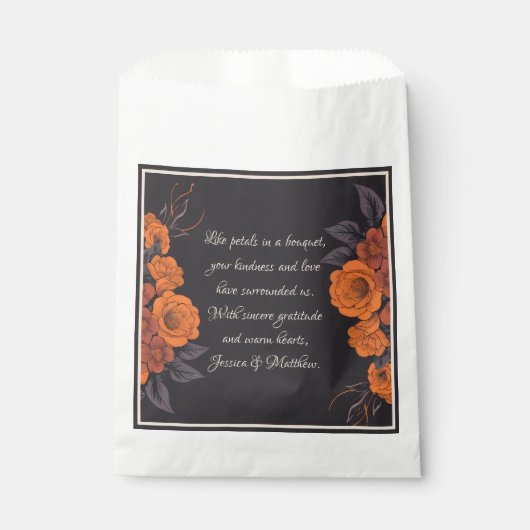 Orange Blume Elegante Dankbarkeit Geschenktütchen (Vorderseite)