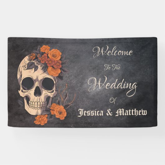 Orange Blume Elegante Hochzeit Banner (Horizontal)