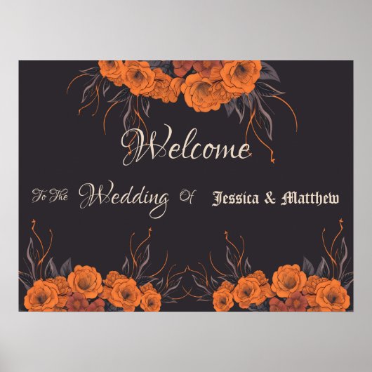 Orange Blume Elegante Hochzeit Poster (Vorne)