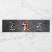 Orange Blume Elegante Hochzeit Skull Wasserflaschenetikett (Einzelnes Label)