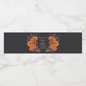 Orange Blume Elegante Hochzeit Wasserflaschenetikett (Einzelnes Label)