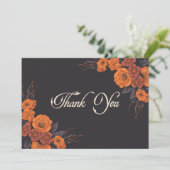 Orange Blume Elegante Traditionelle Hochzeit Dankeskarte (Stehend Vorderseite)