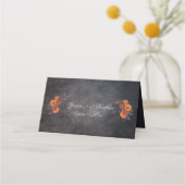 Orange Blume Eleganter Tisch und Name Ort Platzkarte (Rückseite)