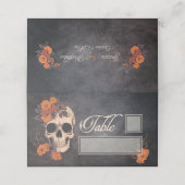 Orange Blume Eleganter Tisch und Name Ort Platzkarte (Außenseite Aufgefaltet)