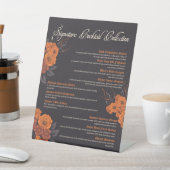 Orange Blume Elegantes Cocktailmenü Sockelschild (In SItu)