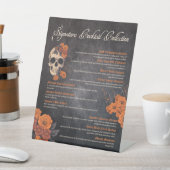 Orange Blume Elegantes Cocktailmenü Sockelschild (In SItu)