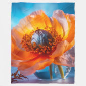 Orange Blume Fleecedecke (Vorderseite)