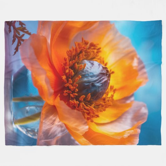 Orange Blume Fleecedecke (Vorderseite (Horizontal))