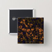 Orange Blume gegen Blatttarnungsmuster Button (Vorne & Hinten)