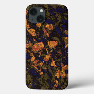Orange Blume gegen Blatttarnungsmuster iPhone 13 Hülle