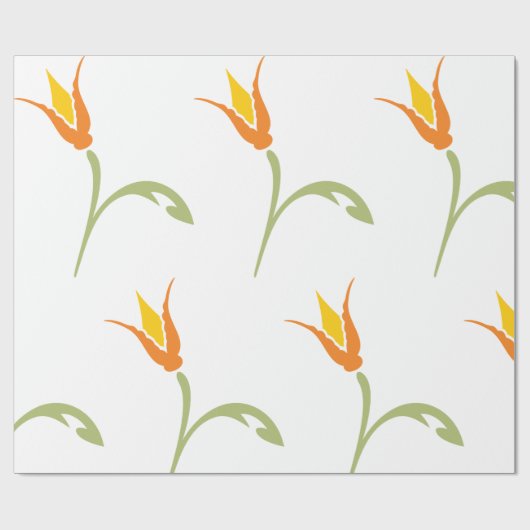 Orange Blume Geschenkpapier (Flach)