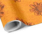 Orange Blume Geschenkpapier (Rolleneckpunkt)