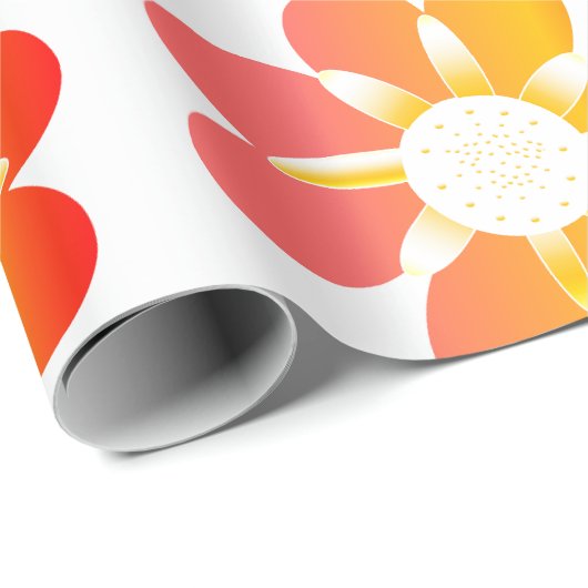 Orange Blume Geschenkpapier (Rolleneckpunkt)