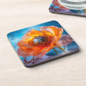 Orange Blume Getränkeuntersetzer (Linke Seite)