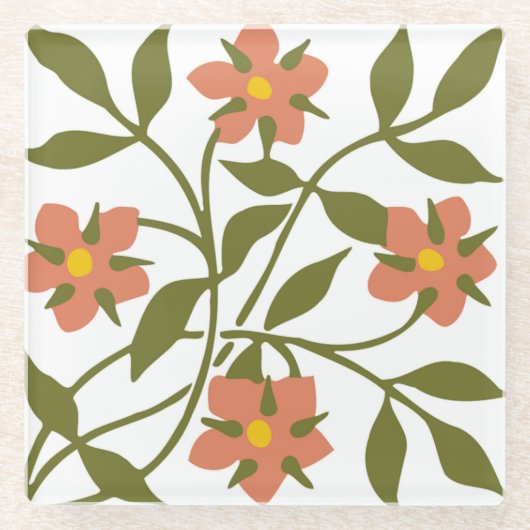 ORANGE-BLUME GLASUNTERSETZER (Vorderseite)