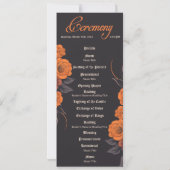 Orange Blume Gothic Minimalist Hochzeitsprogramm Einladung (Rückseite)