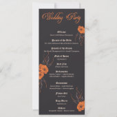Orange Blume Gothic Minimalist Hochzeitsprogramm Einladung (Vorderseite)