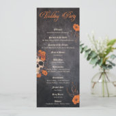 Orange Blume Gothic Minimalist Hochzeitsprogramm Einladung (Stehend Vorderseite)
