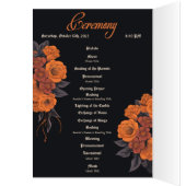Orange Blume Gothic Skull elegantes Hochzeitsprogr (Innen (Links))