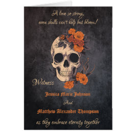 Orange Blume Gothic Skull elegantes Hochzeitsprogr