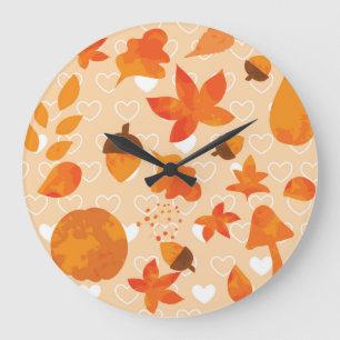Orange Blume: Handdoodle-Muster. Große Wanduhr