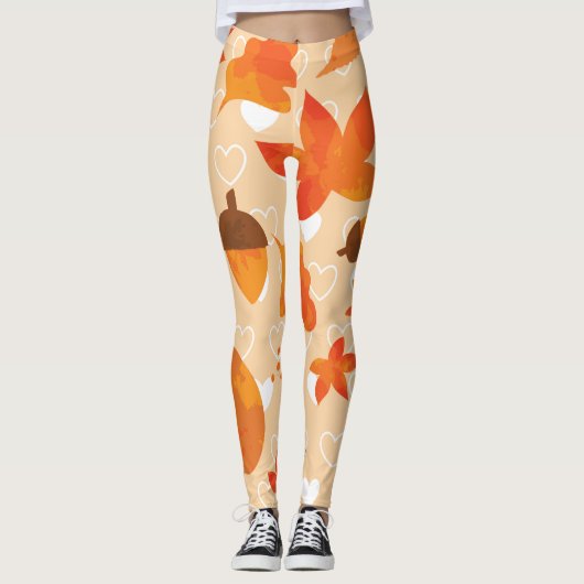 Orange Blume: Handdoodle-Muster. Leggings (Vorderseite)