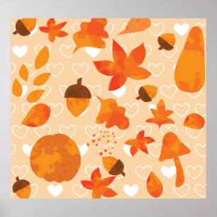 Orange Blume: Handdoodle-Muster. Poster