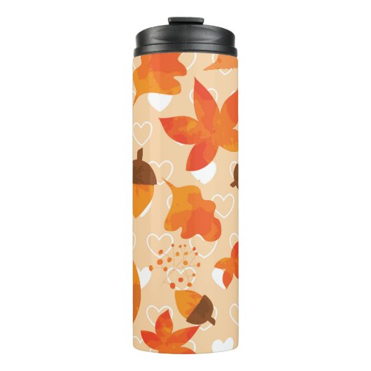 Orange Blume: Handdoodle-Muster. Thermosbecher (Vorderseite)