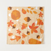 Orange Blume: Handdoodle-Muster. Wandteppich (Vorderseite (Horizontal))