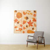 Orange Blume: Handdoodle-Muster. Wandteppich (Beispiel (Horizontal))