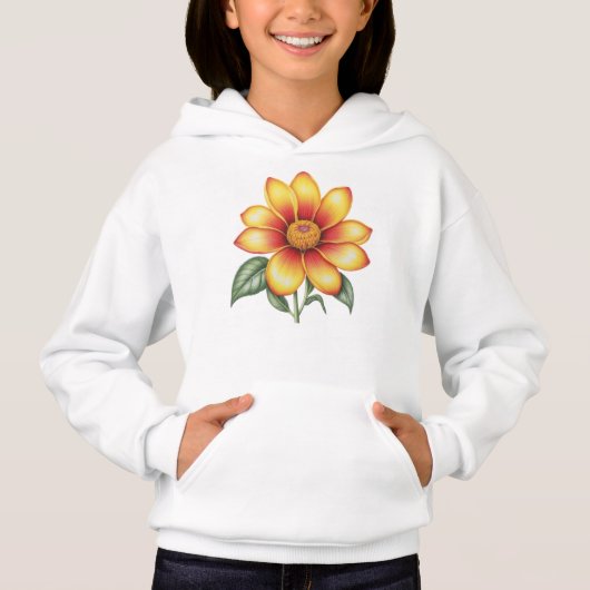 Orange Blume Hoodie (Vorderseite)