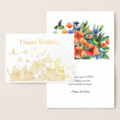 Orange Blume Hummingbird Birthday Gold Folienkarte (Anzeige)