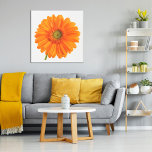 Orange Blume im Frühjahr auf weißem Foto Künstlicher Leinwanddruck<br><div class="desc">Eine schöne orangefarbene Gerbera als farbenfrohe Wall Art für Ihre Wand. Der Text ist anpassbar.</div>