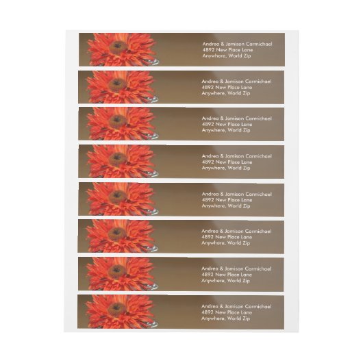 Orange Blume in Mason Jar Rundum-Adressaufkleber (Bogen)