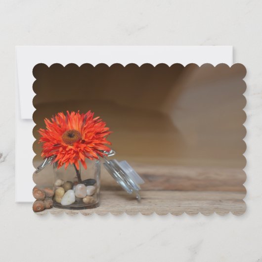 Orange Blume in Mason Jar Save the Date Einladung (Rückseite)