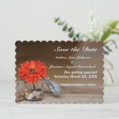 Orange Blume in Mason Jar Save the Date Einladung (Stehend Vorderseite)