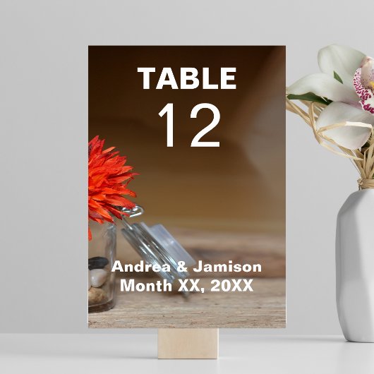 Orange Blume in Mason Jar Table Tischnummer