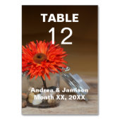 Orange Blume in Mason Jar Table Tischnummer (Rückseite)
