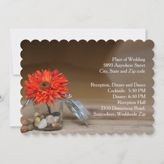 Orange Blume in Mason Jar Wedding Einladung (Rückseite)