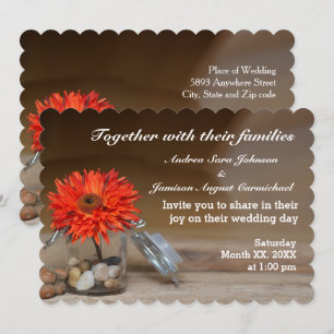Orange Blume in Mason Jar Wedding Einladung
