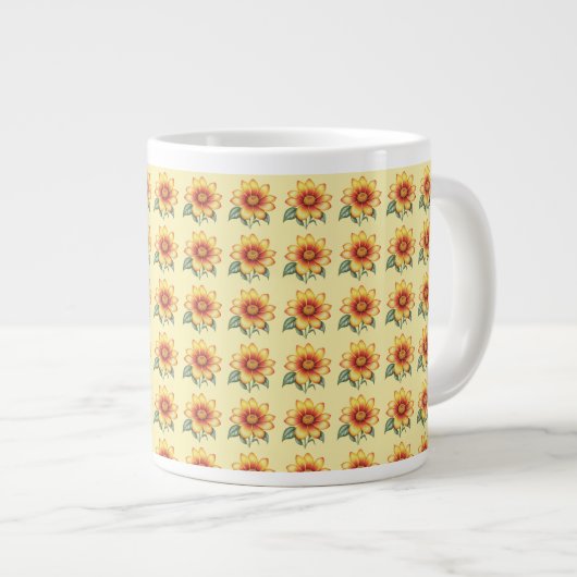 Orange Blume Jumbo-Tasse (Vorderseite Rechts)